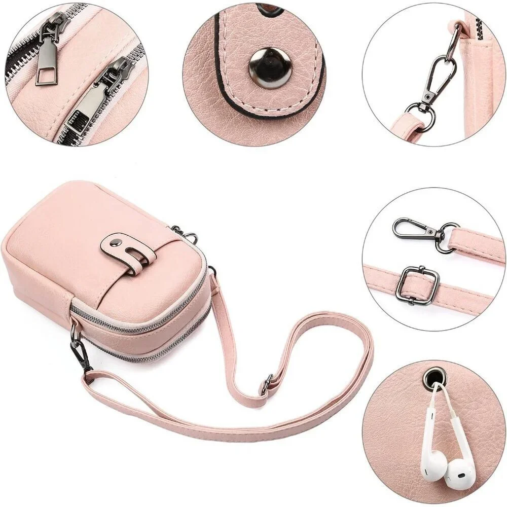 Women Y01 Pink Phone Purse Crossbody Bags for Small Travel Wallet Touch Screen